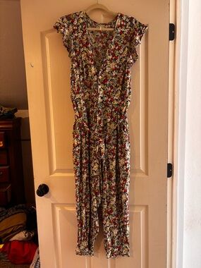 Free People Floral Button-Front Jumpsuit Dress in Multicolor